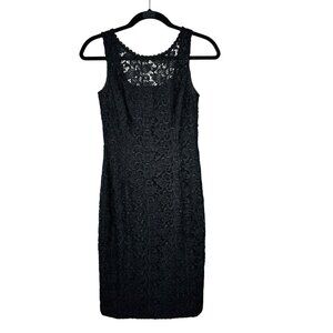 White House Black Market Black Lace‎ Sheath Dress Size 0 Cocktail Party WHBM